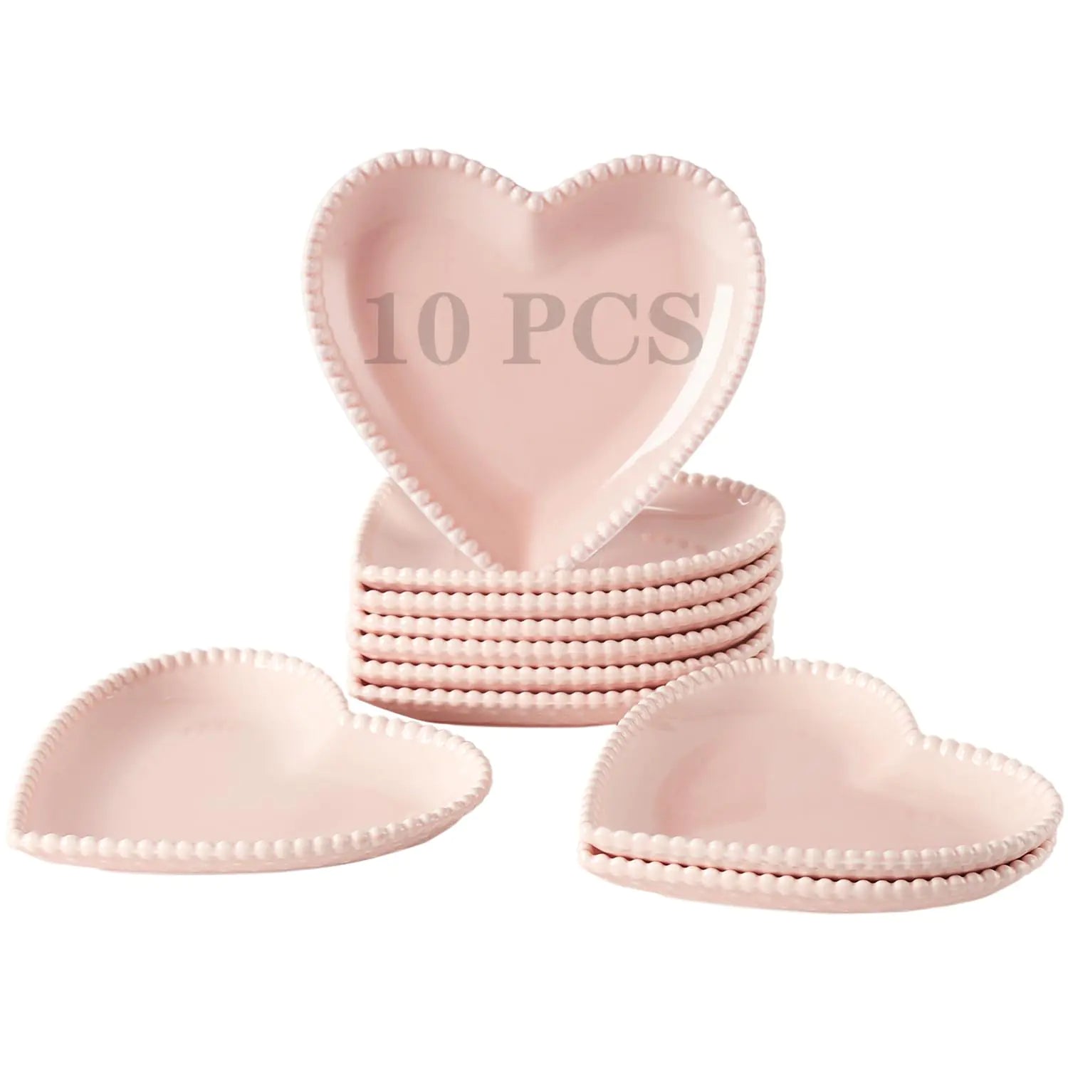Ceramic Dessert Heart Shaped Plates - Set of 10