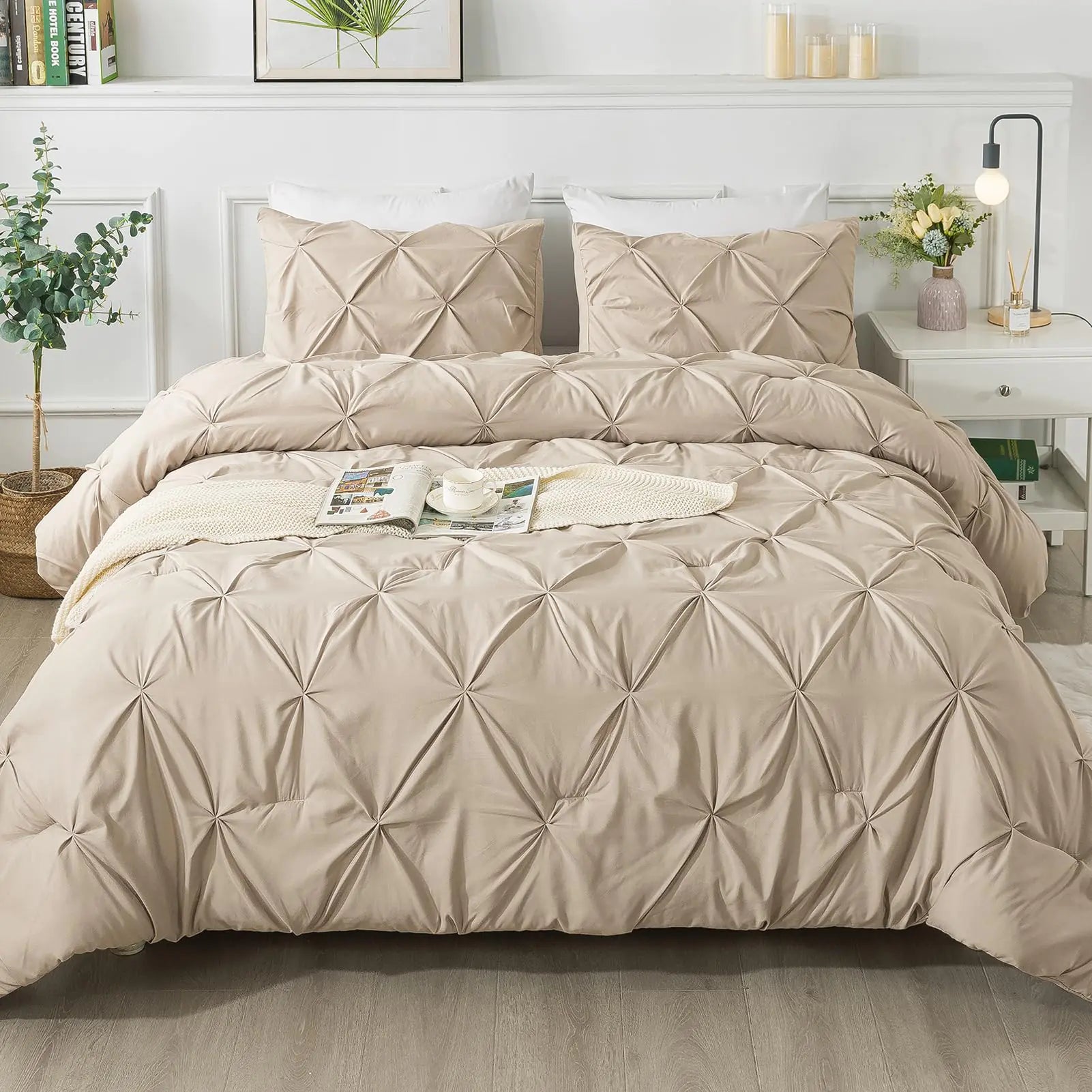 Khaki Pinch Pleat Comforter- Full Size
