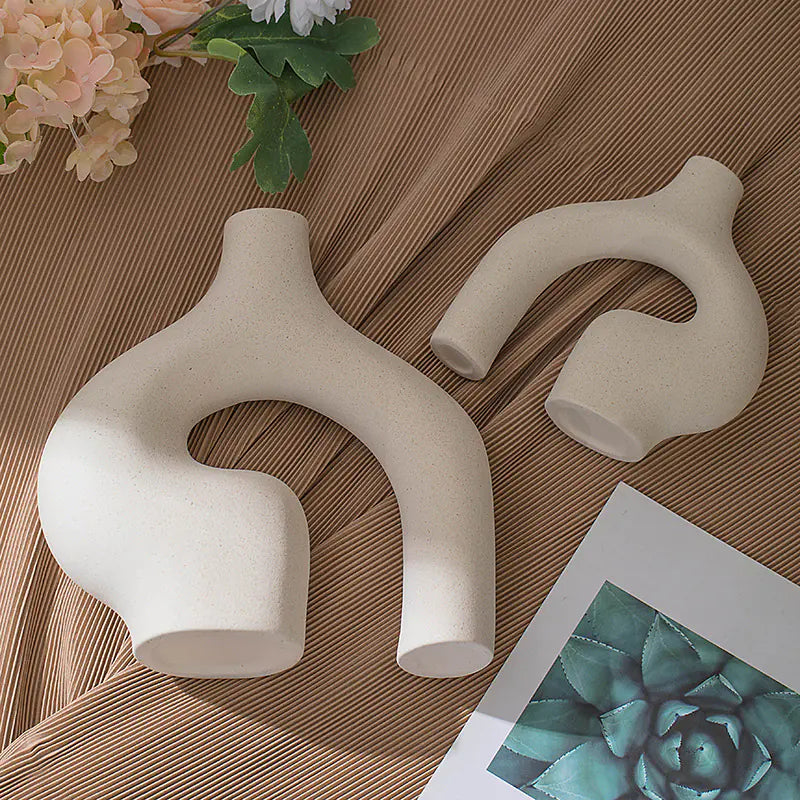 Double Sleek Ceramic Vase