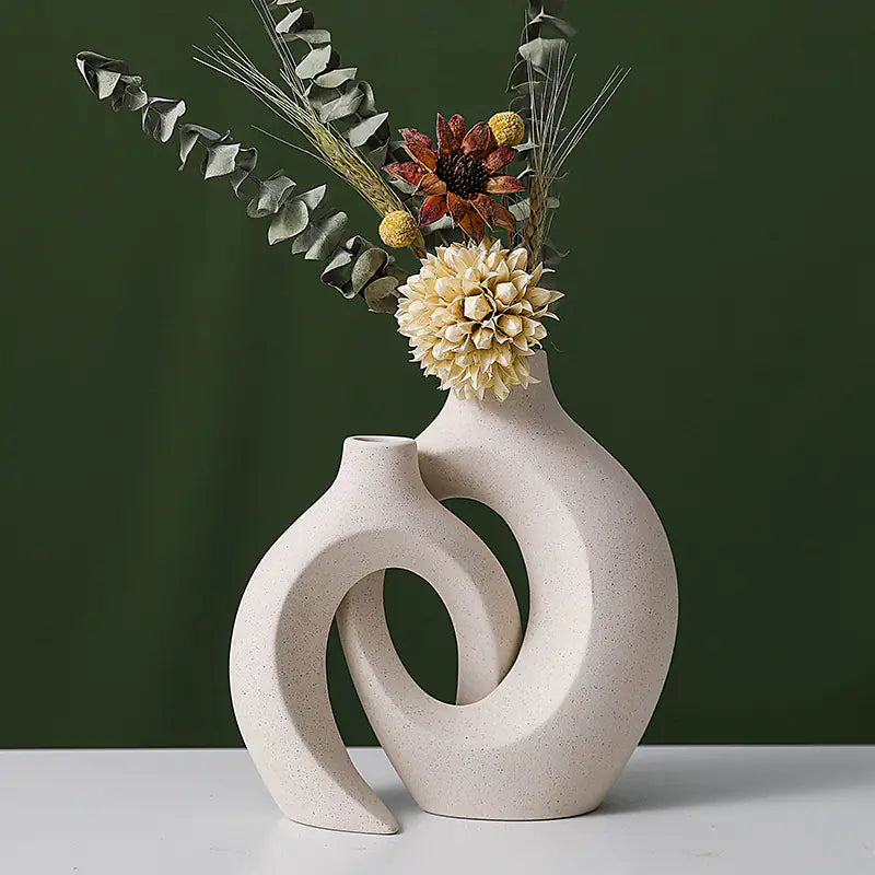 Double Ceramic Vase Set