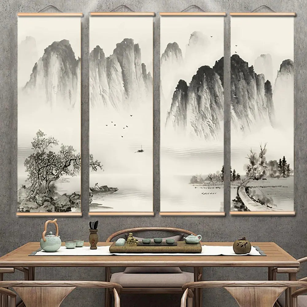 Monochrome Landscape 4pc Art Set