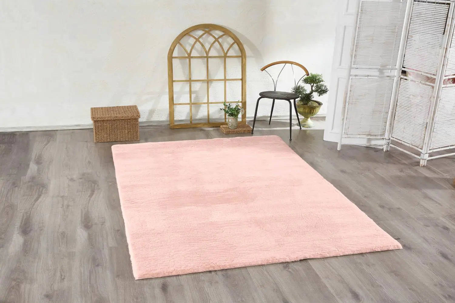 Light Pink Fur Carpet 80X120 Powder